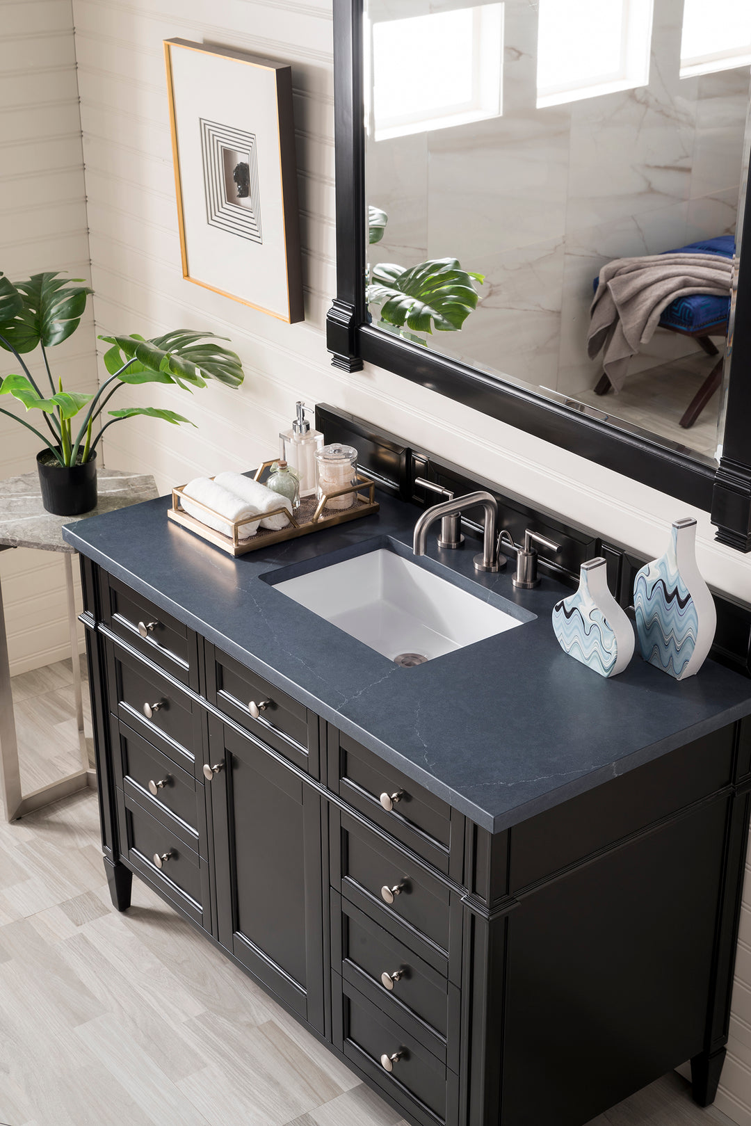 Brittany 48" Single Vanity, Black Onyx w/ 3 CM Charcoal Soapstone Silestone Top