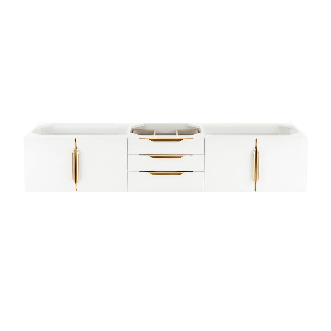 Columbia 72" Single Wall Mount Vanity Cabinet, Glossy White, Radiant Gold
