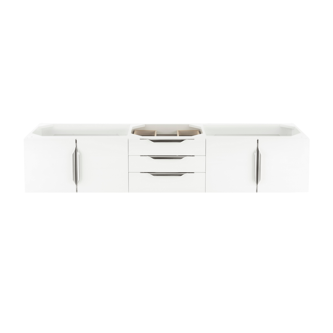 Columbia 72" Single Wall Mount Vanity Cabinet, Glossy White, Brushed Nickel