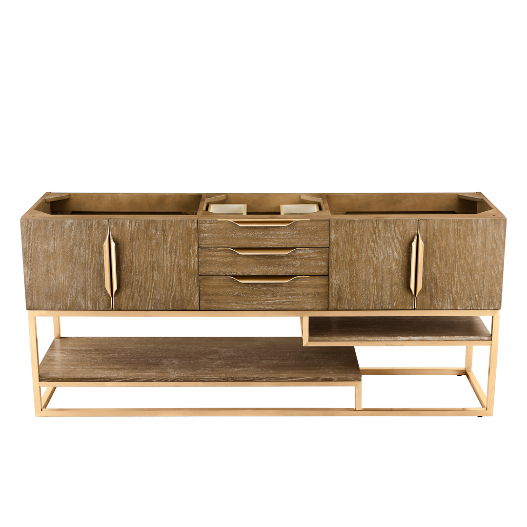 Columbia 72" Single Vanity Cabinet, Latte Oak, Radiant Gold