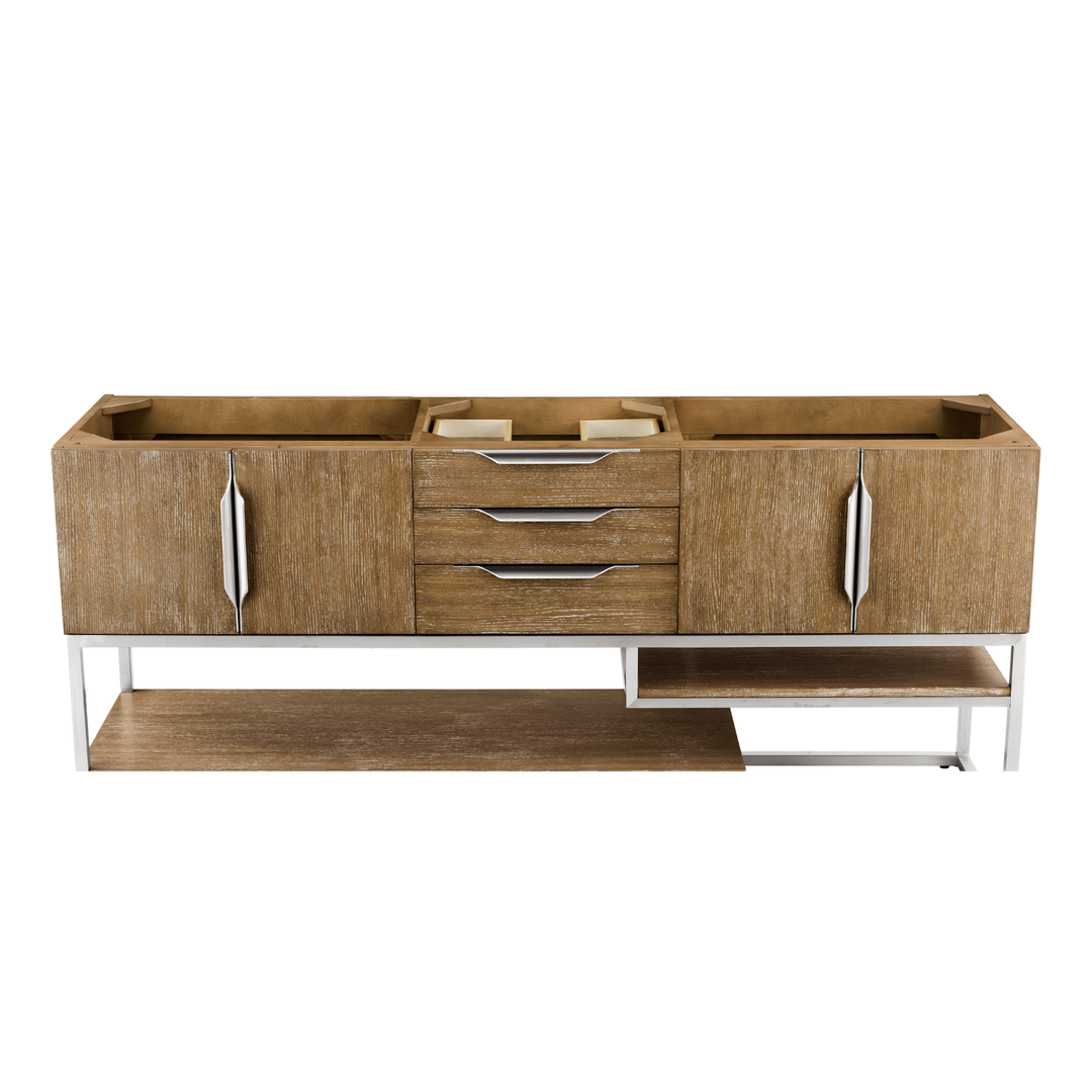 Columbia 72" Single Vanity Cabinet, Latte Oak, Brushed Nickel
