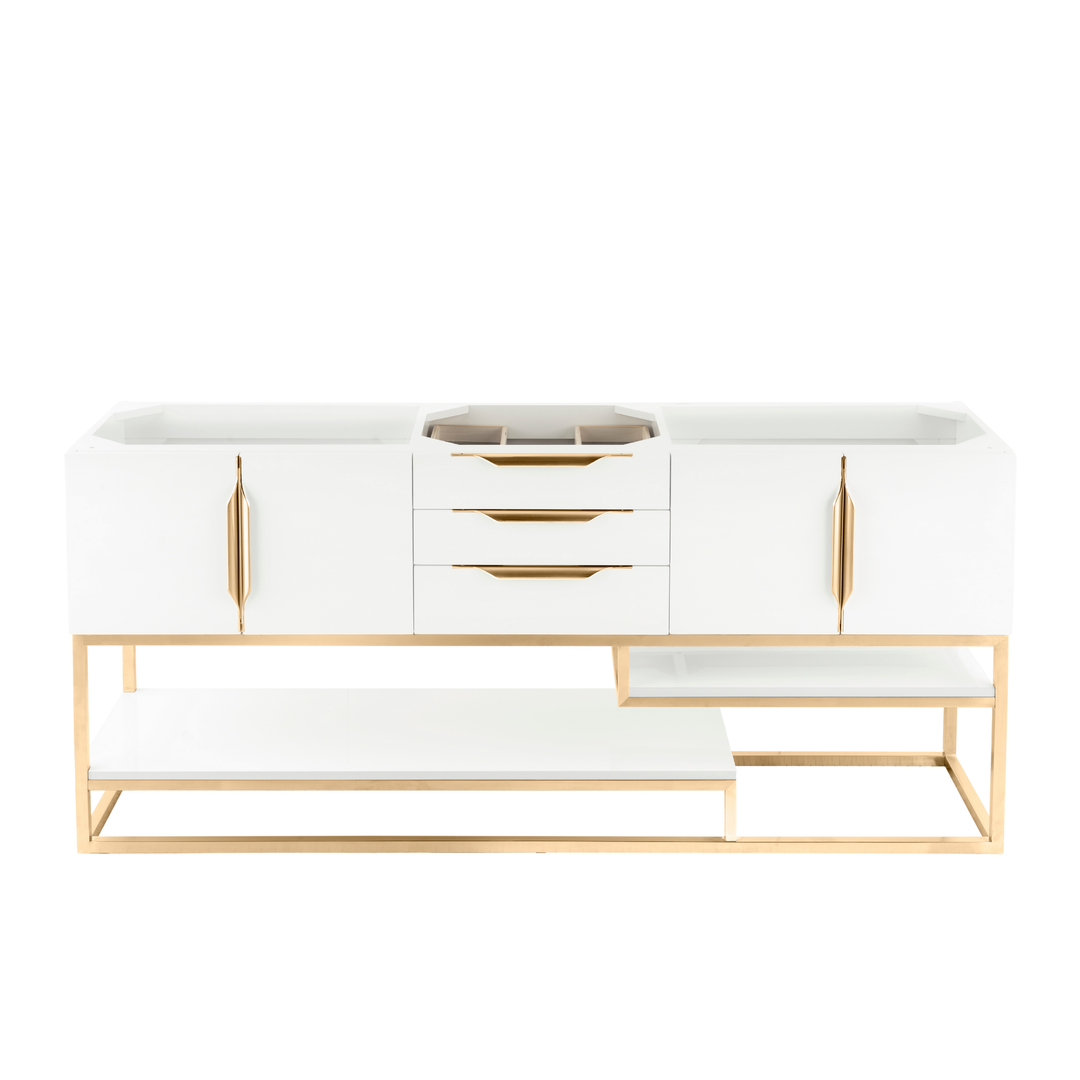 Columbia 72" Single Vanity Cabinet, Glossy White, Radiant Gold