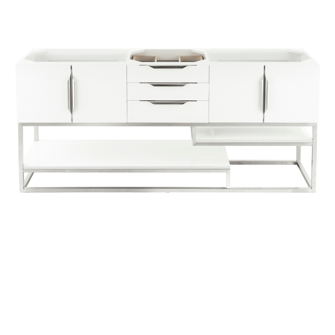 Columbia 72" Single Vanity Cabinet, Glossy White, Brushed Nickel