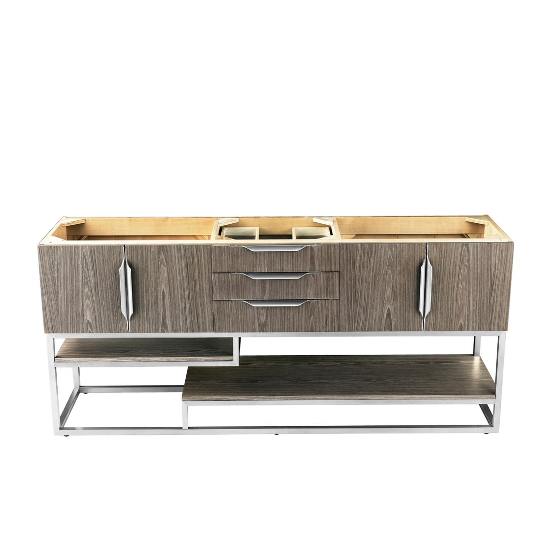 Columbia 72" Single Vanity Cabinet, Ash Gray, Brushed Nickel