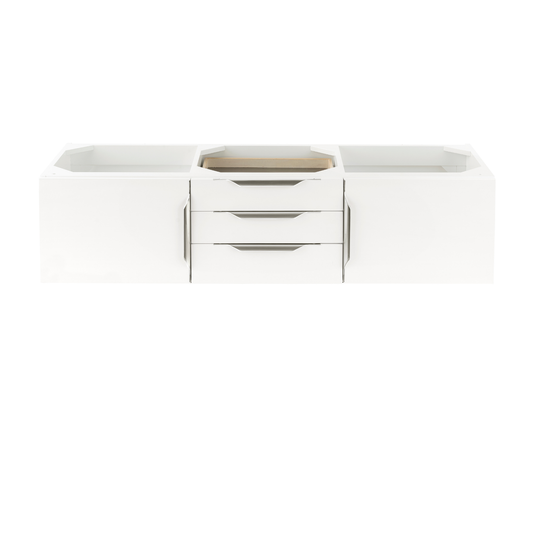 Columbia 59" Double Vanity Cabinet, Glossy White, No Hardware