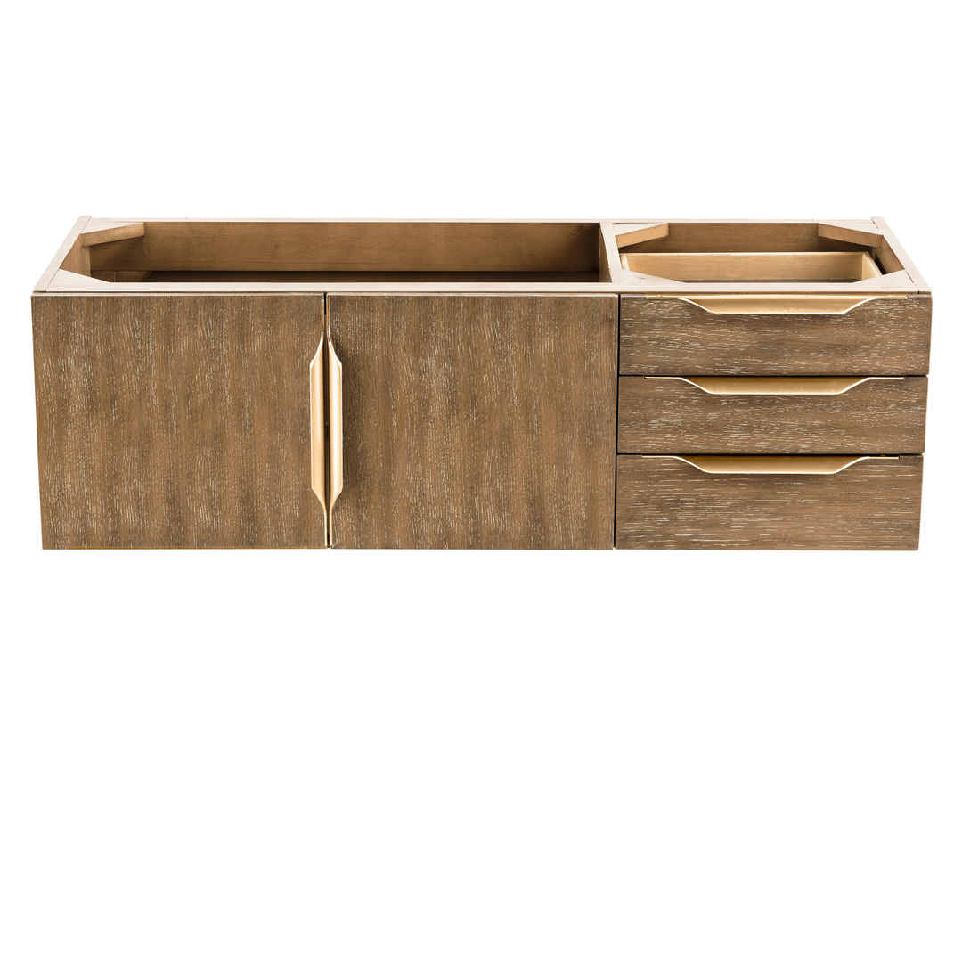 Columbia 48" Single Wall Mount Vanity Cabinet, Latte Oak, Radiant Gold