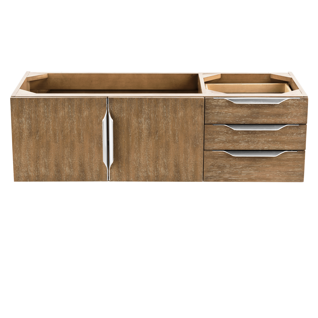 Columbia 48" Single Wall Mount Vanity Cabinet, Latte Oak, Brushed Nickel