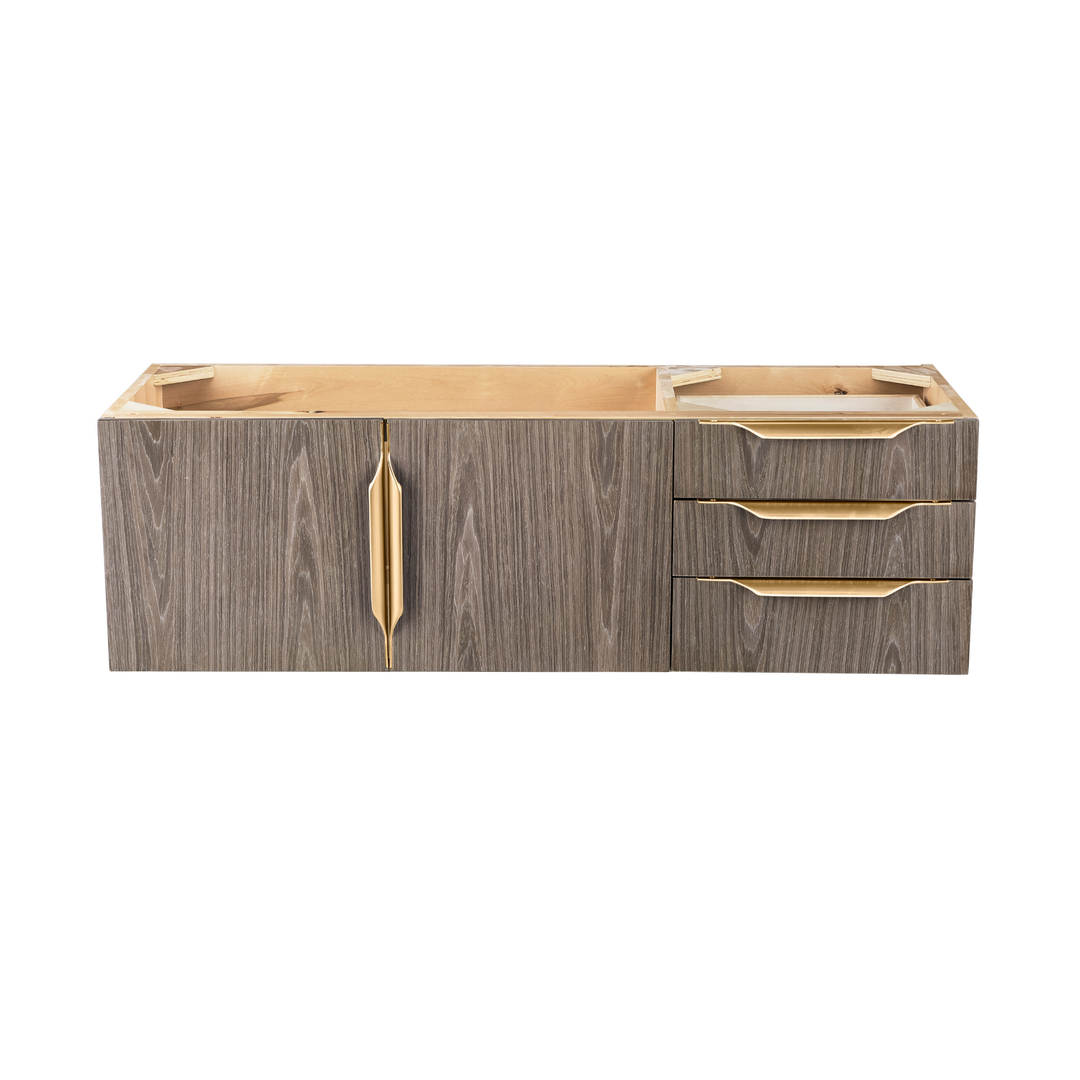 Columbia 48" Single Wall Mount Vanity Cabinet, Ash Gray, Radiant Gold