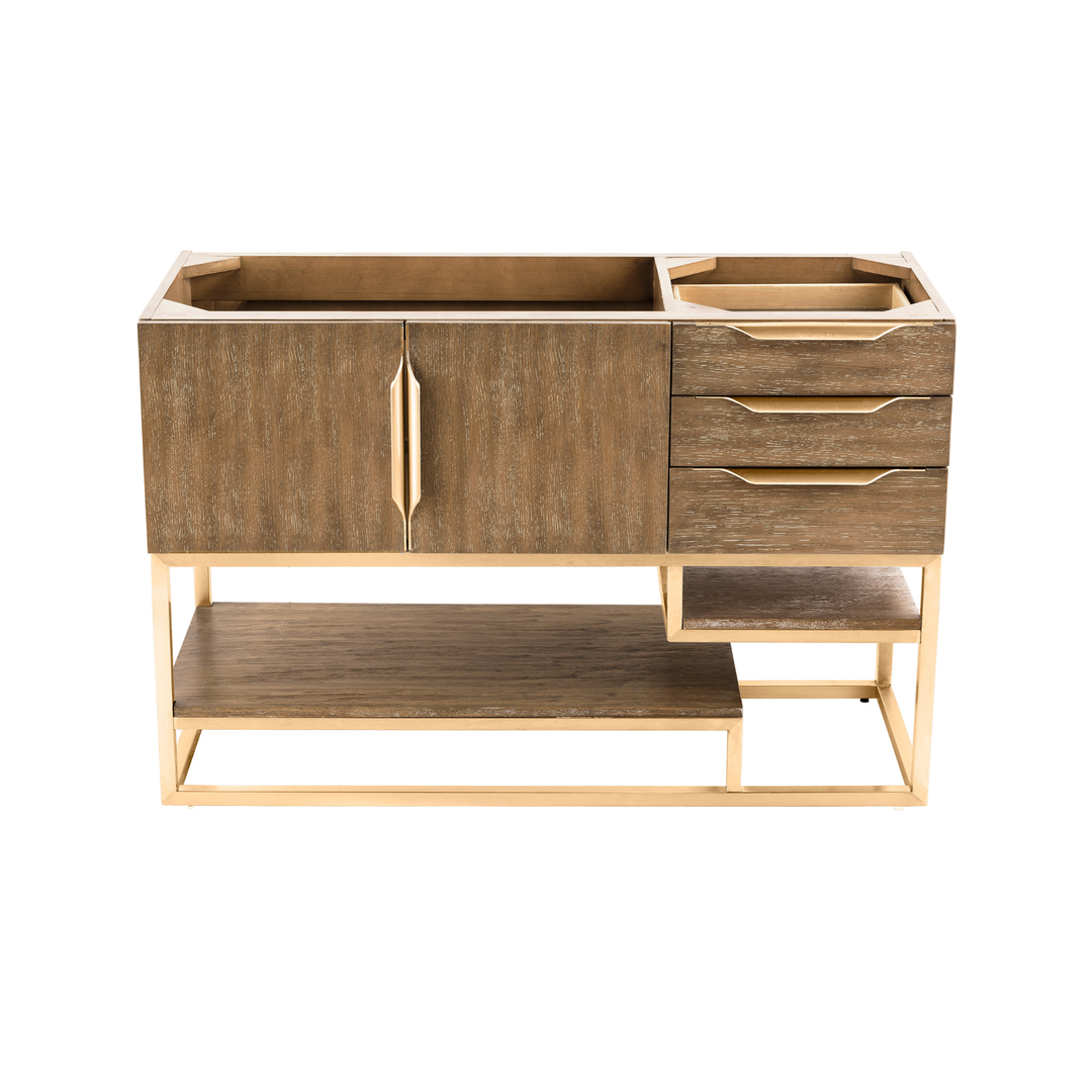Columbia 48" Single Vanity Cabinet, Latte Oak, Radiant Gold