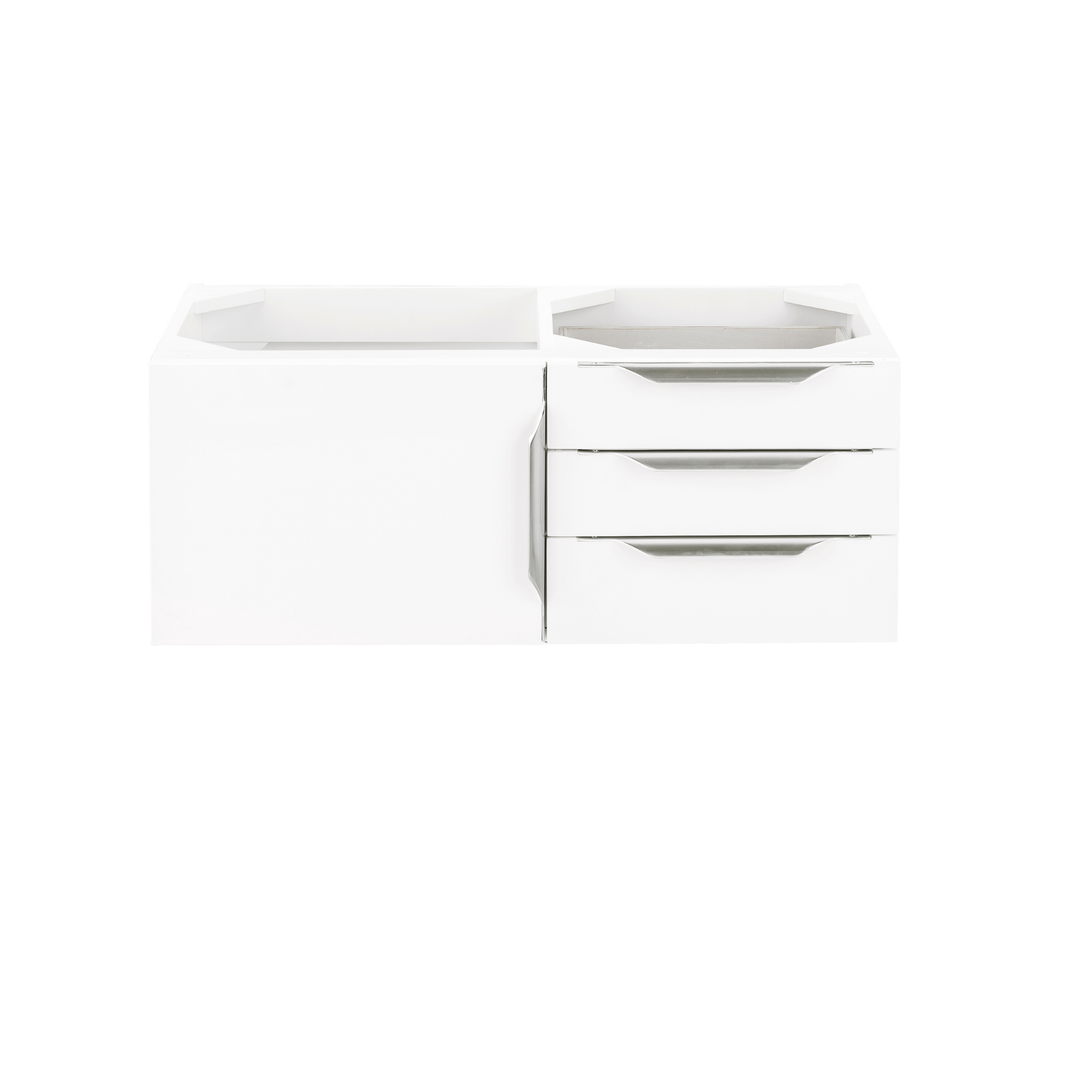 Columbia 36" Single Wall Mount Vanity Cabinet, Glossy White, Brushed Nickel