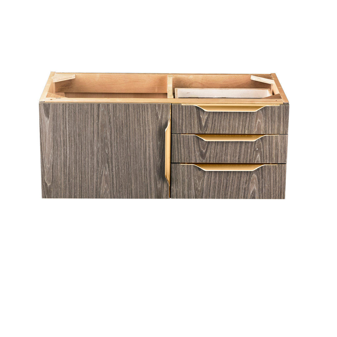 Columbia 36" Single Wall Mount Vanity Cabinet, Ash Gray, Radiant Gold