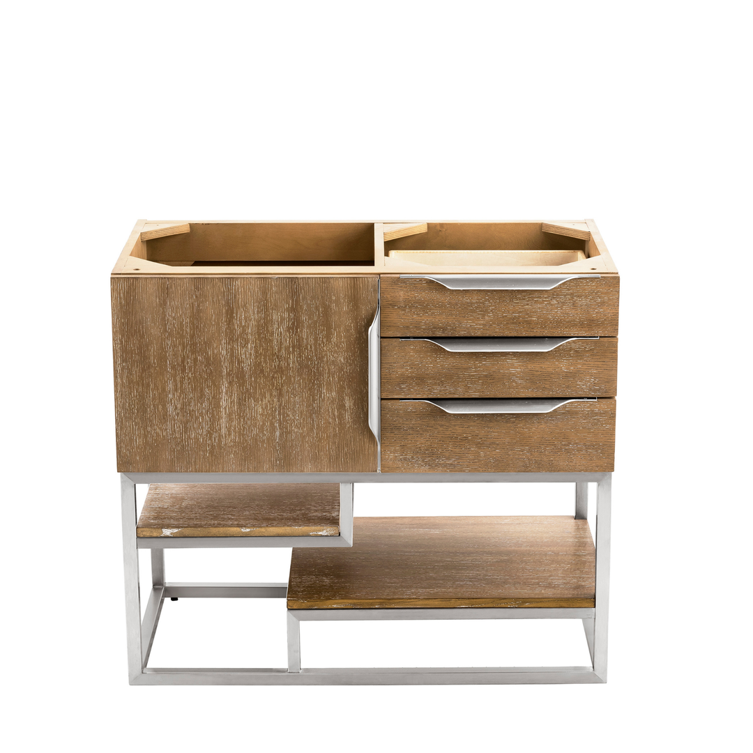 Columbia 36" Single Vanity Cabinet, Latte Oak, Brushed Nickel
