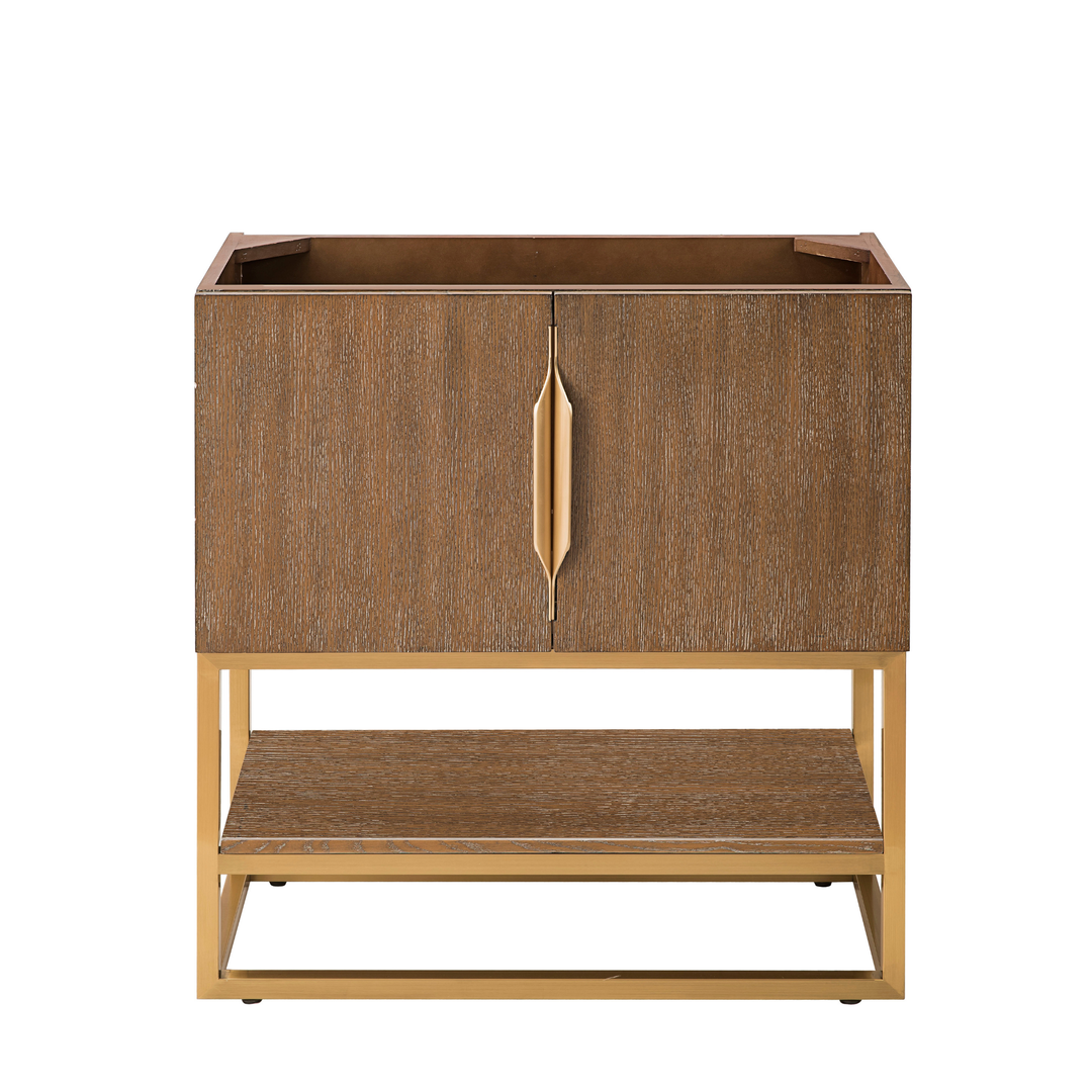 Columbia 31.5" Single Vanity Cabinet, Latte Oak, Radiant Gold