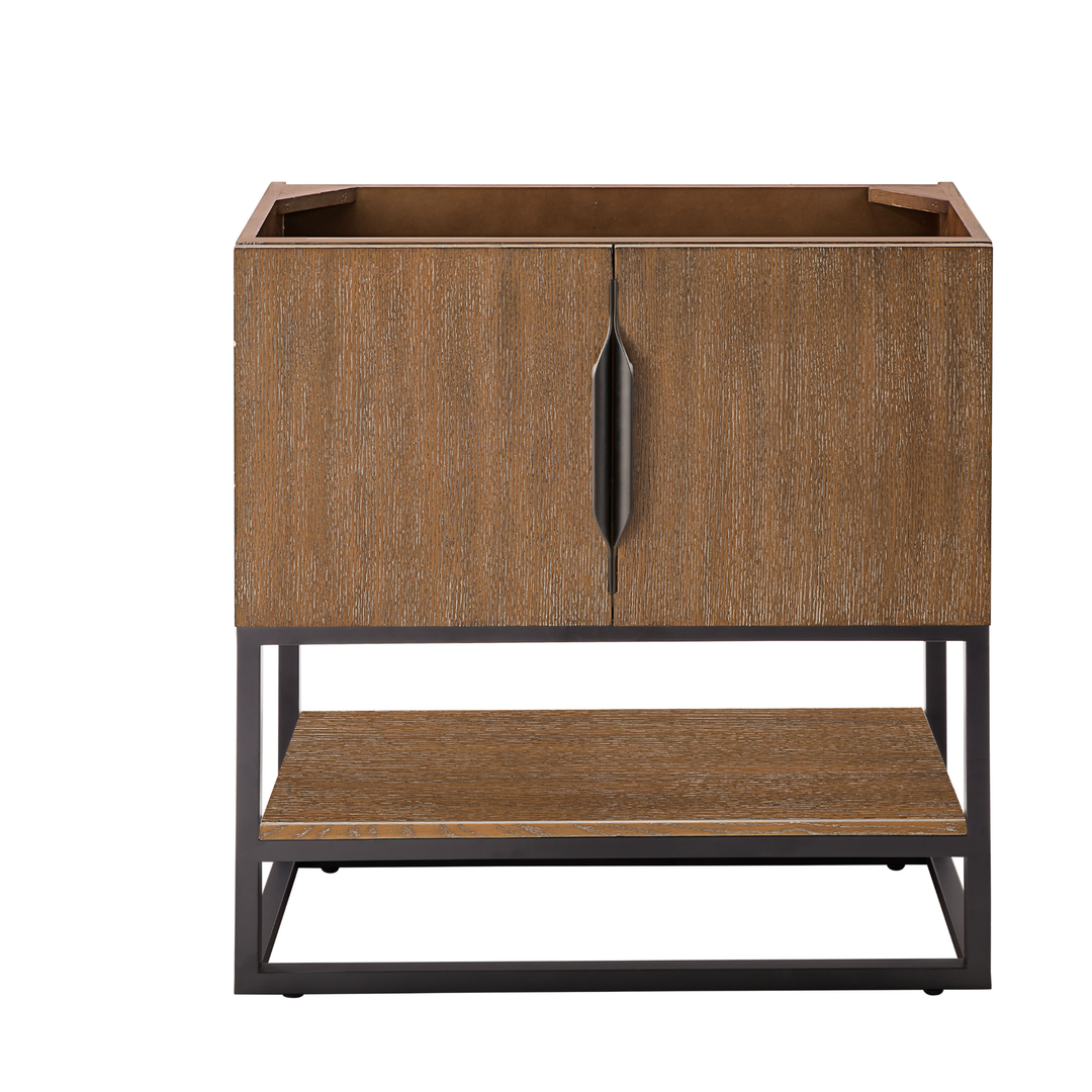 Columbia 31.5" Single Vanity Cabinet, Latte Oak, Matte Black
