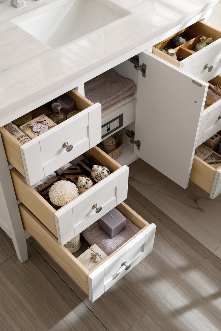 Palisades 48" Single Vanity, Bright White w/ 3 CM Arctic Fall Solid Surface Top