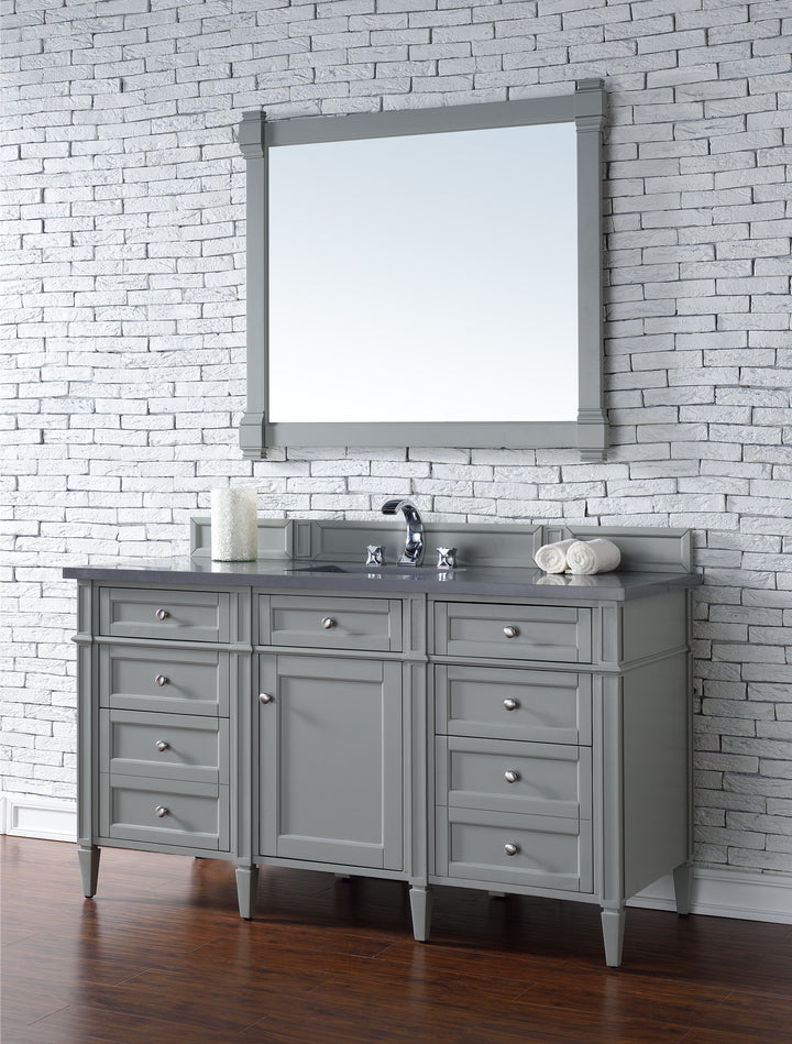 Brittany 60" Single Vanity, Urban Gray w/ 3 CM Charcoal Soapstone Silestone Top