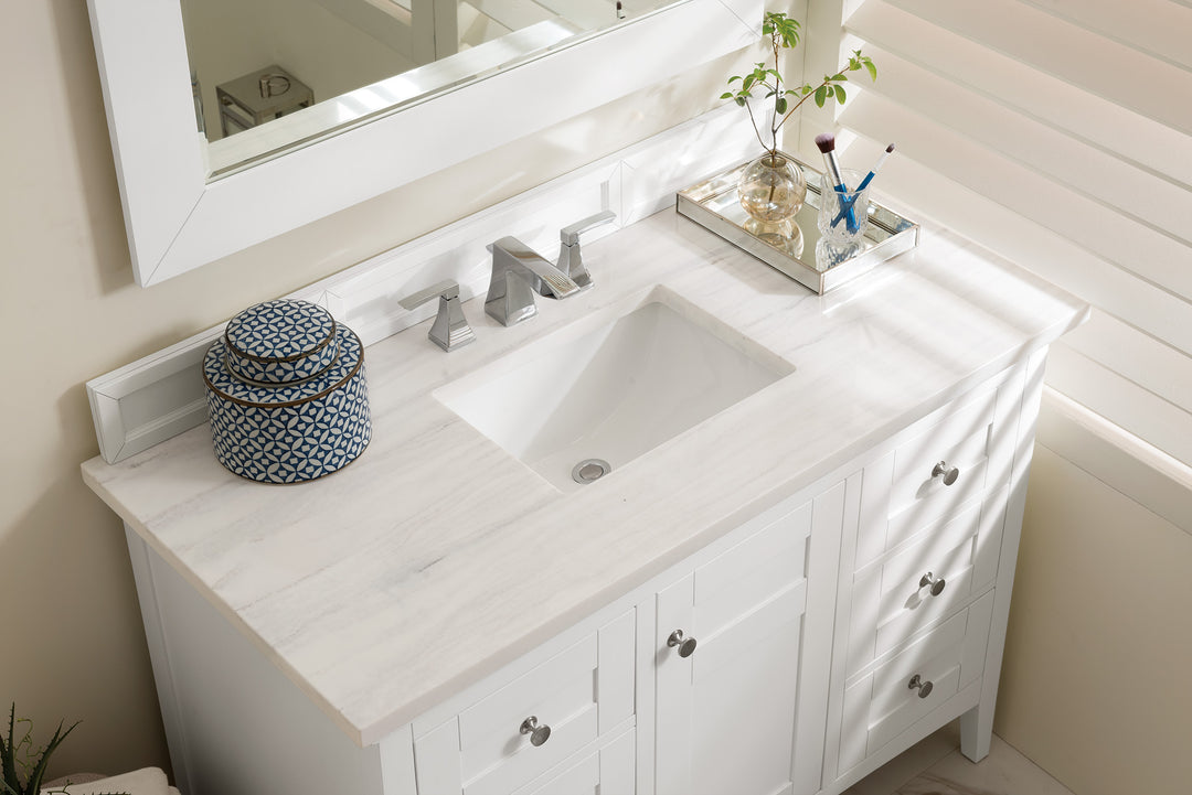 Palisades 48" Single Vanity, Bright White w/ 3 CM Arctic Fall Solid Surface Top