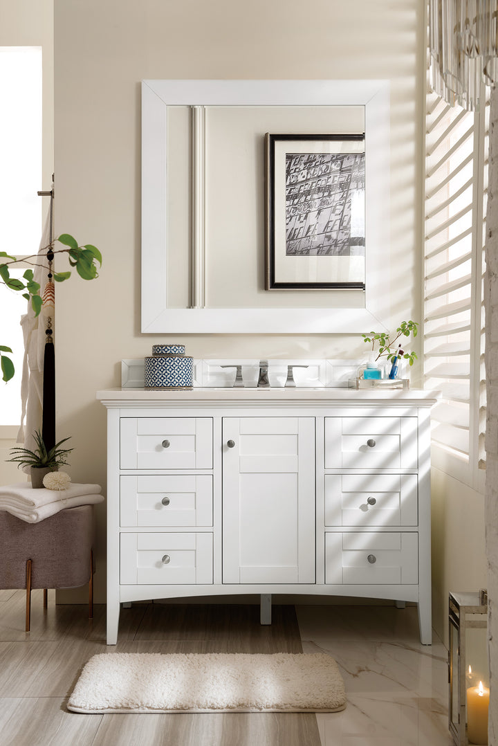 Palisades 48" Single Vanity, Bright White w/ 3 CM Arctic Fall Solid Surface Top