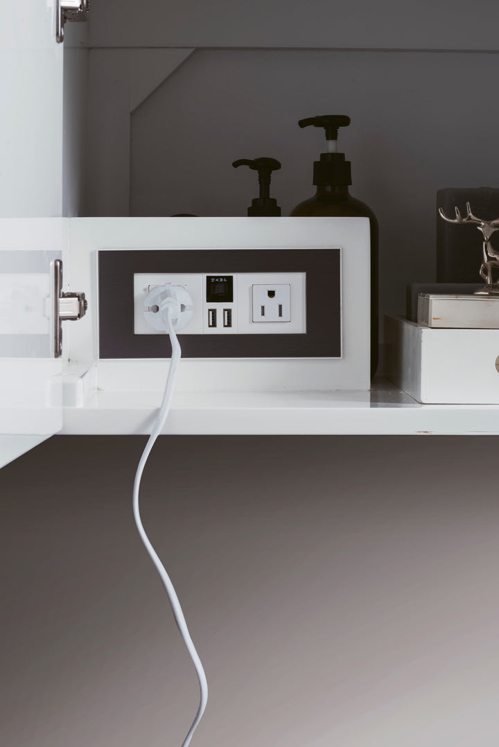 Columbia 36" Single Wall Mount Vanity, Glossy White, Brushed Nickel w/ Glossy White Composite Stone Top