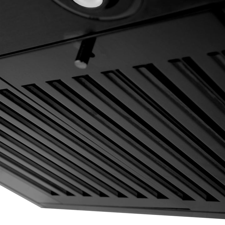 24" ZLINE CrownSoundâ„¢Ducted Vent Wall Mount Range Hood in Black Stainless Steel with Built-in Bluetooth Speakers (BSKENCRN-BT-24)