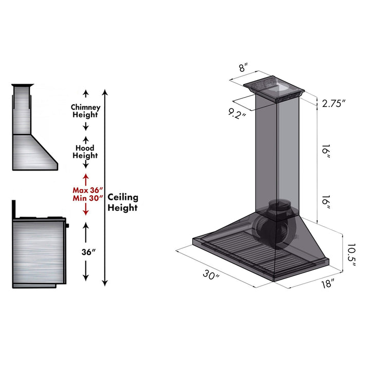 24" ZLINE CrownSoundâ„¢Ducted Vent Wall Mount Range Hood in Stainless Steel with Built-in Bluetooth Speakers (KBCRN-BT-24)