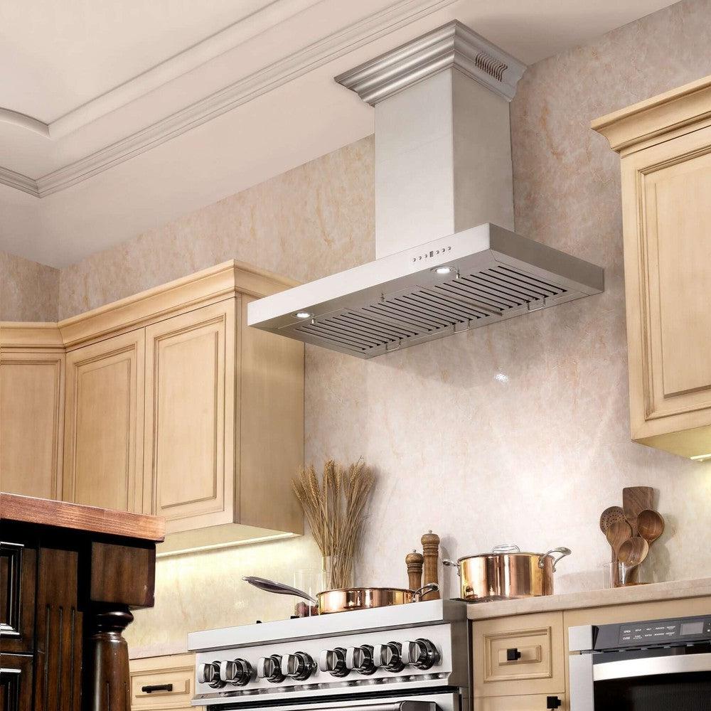 24" ZLINE CrownSoundâ„¢Ducted Vent Wall Mount Range Hood in Stainless Steel with Built-in Bluetooth Speakers (KECRN-BT-24)