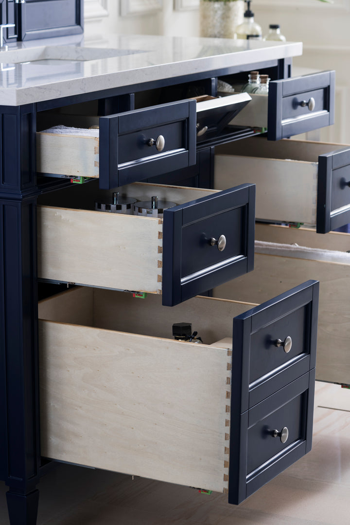 Brittany 48" Single Vanity, Victory Blue w/ 3 CM Eternal Jasmine Pearl Silestone Top