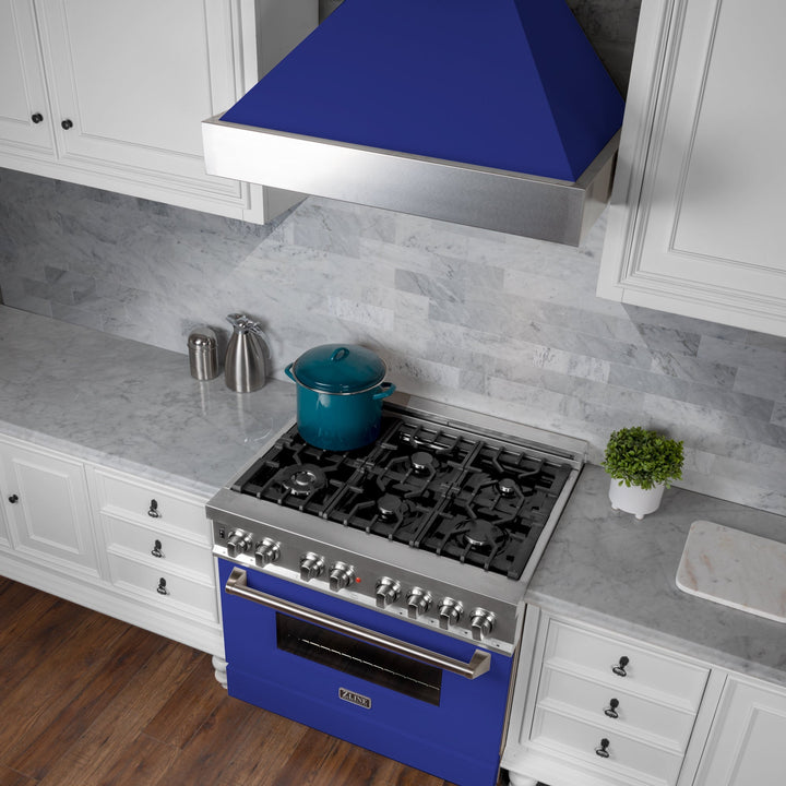 30" Ducted Fingerprint Resistant Stainless Steel Range Hood with Blue Matte Shell (8654BM-30)
