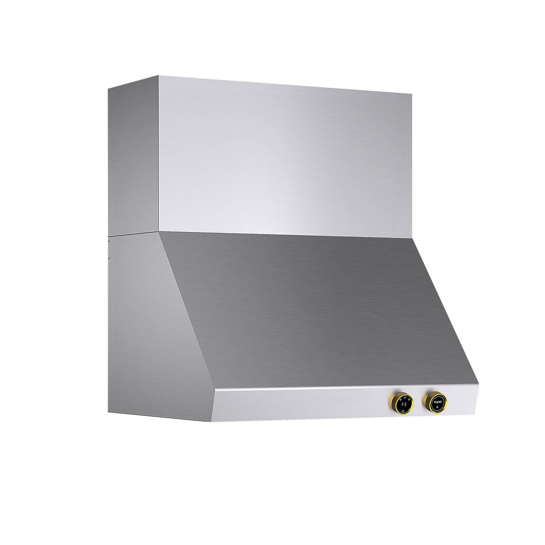 30 in. 900 CFM Ducted Wall Mount Range Hood in Stainless Steel with Gold Accents and Digital Controls