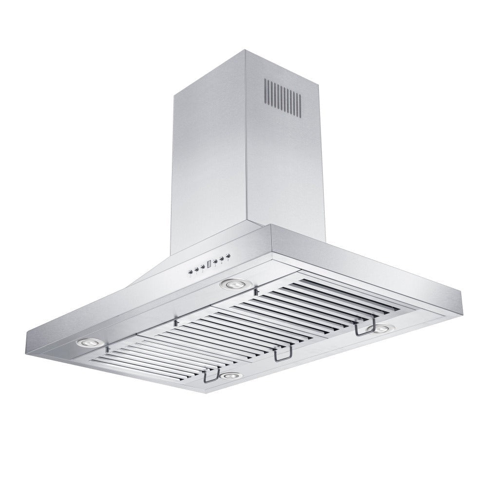 30 in. Ducted Island Mount Range Hood with Single Remote Blower in Stainless Steel (GL2i-RS-30-400)