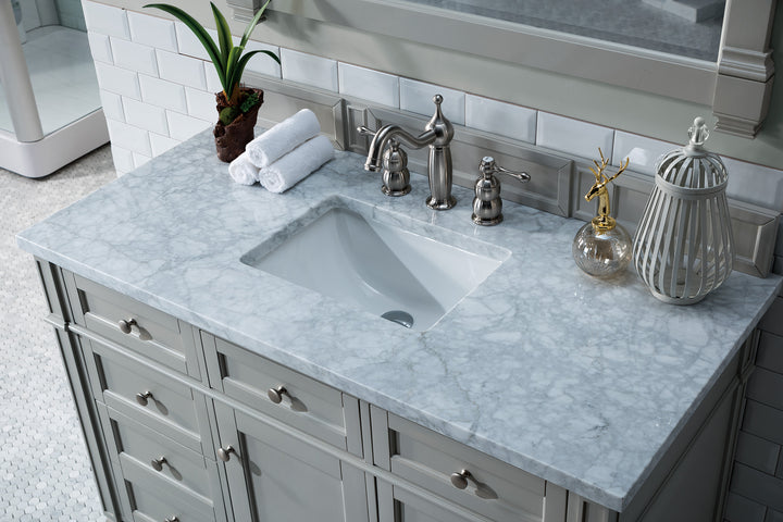 Brittany 48" Single Vanity, Urban Gray w/ 3 CM Carrara Marble Top