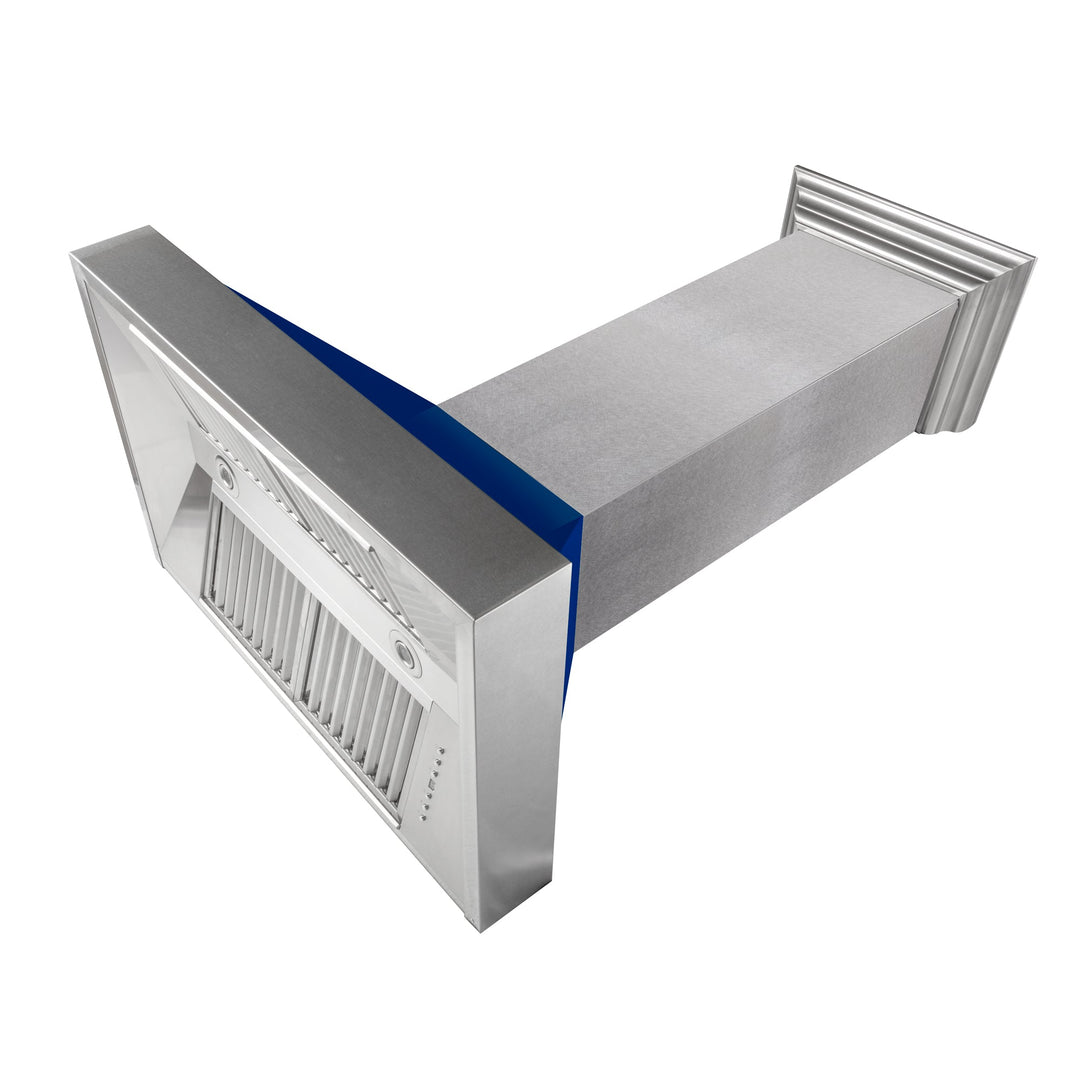 36" Ducted Fingerprint Resistant Stainless Steel Range Hood with Blue Gloss Shell (8654BG-36)