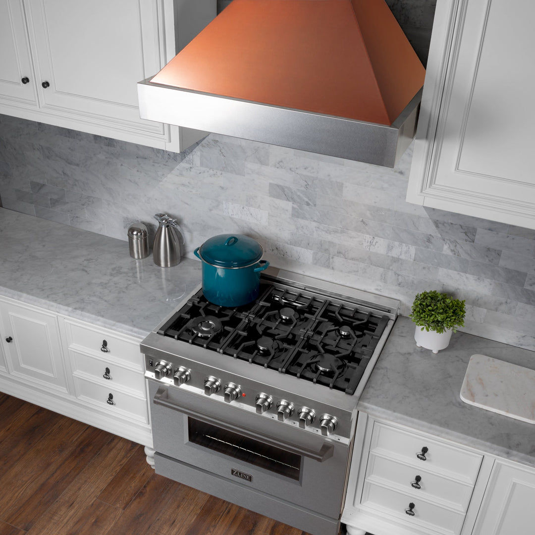 36" Ducted Fingerprint Resistant Stainless Steel Range Hood with Copper Shell (8654C-36)