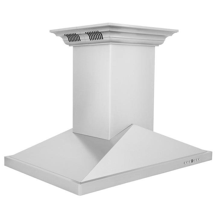 36 in. ZLINE CrownSoundâ„¢Ducted Vent Island Mount Range Hood in Stainless Steel with Built-in Bluetooth Speakers (GL1iCRN-BT-36)