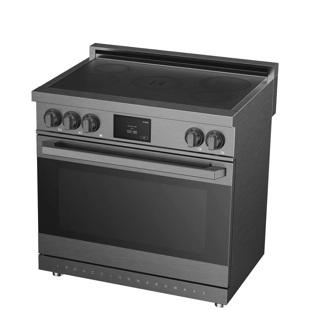 36″ Professional Induction Range – Black Stainless