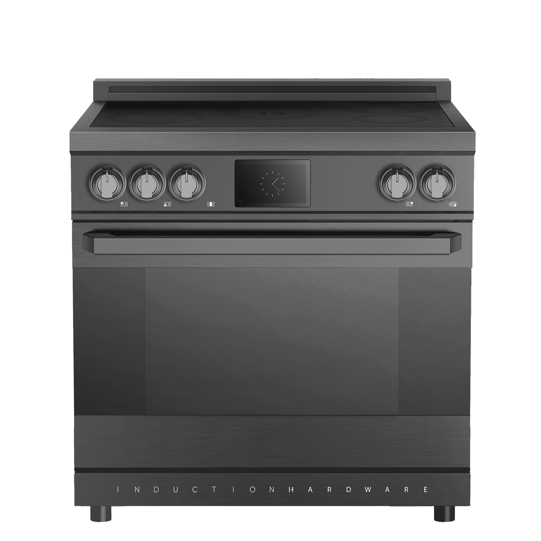 36″ Professional Induction Range – Black Stainless