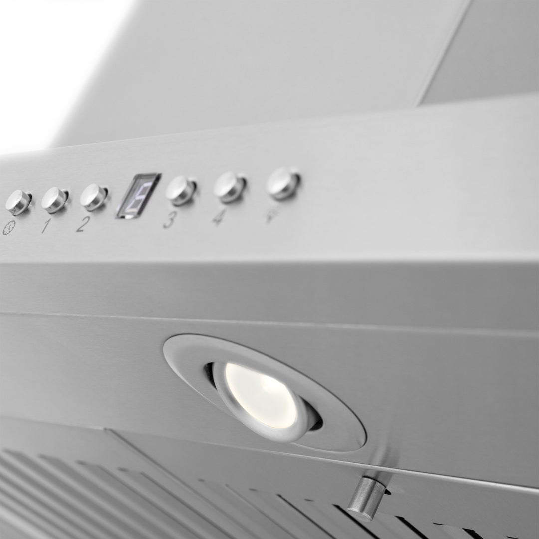 36" ZLINE CrownSoundâ„¢Ducted Vent Island Mount Range Hood in Stainless Steel with Built-in Bluetooth Speakers (GL2iCRN-BT-36)