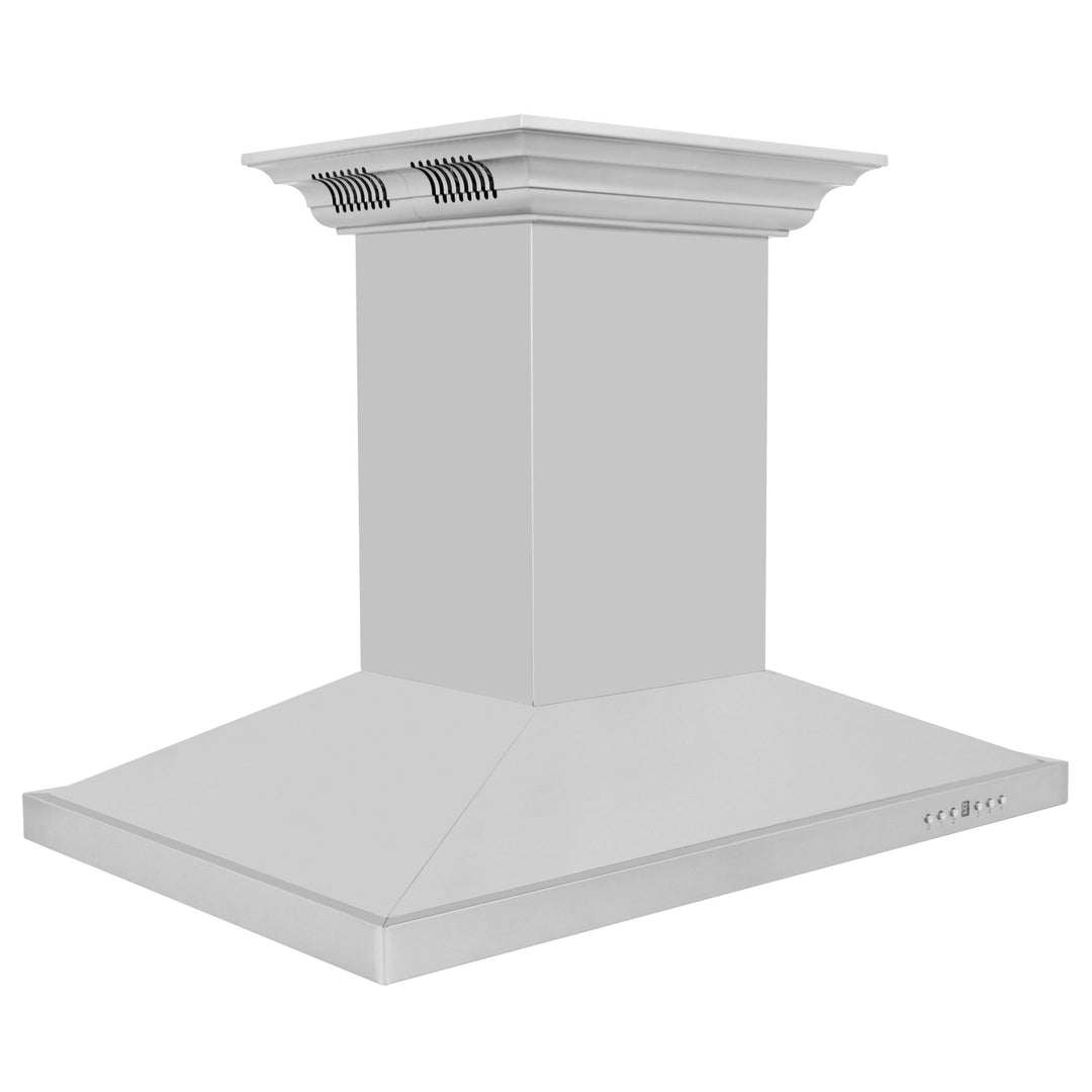 36" ZLINE CrownSoundâ„¢Ducted Vent Island Mount Range Hood in Stainless Steel with Built-in Bluetooth Speakers (GL2iCRN-BT-36)