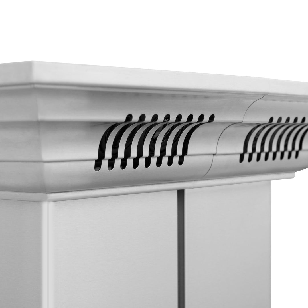 36" ZLINE CrownSoundâ„¢Ducted Vent Island Mount Range Hood in Stainless Steel with Built-in Bluetooth Speakers (GL9iCRN-BT-36)