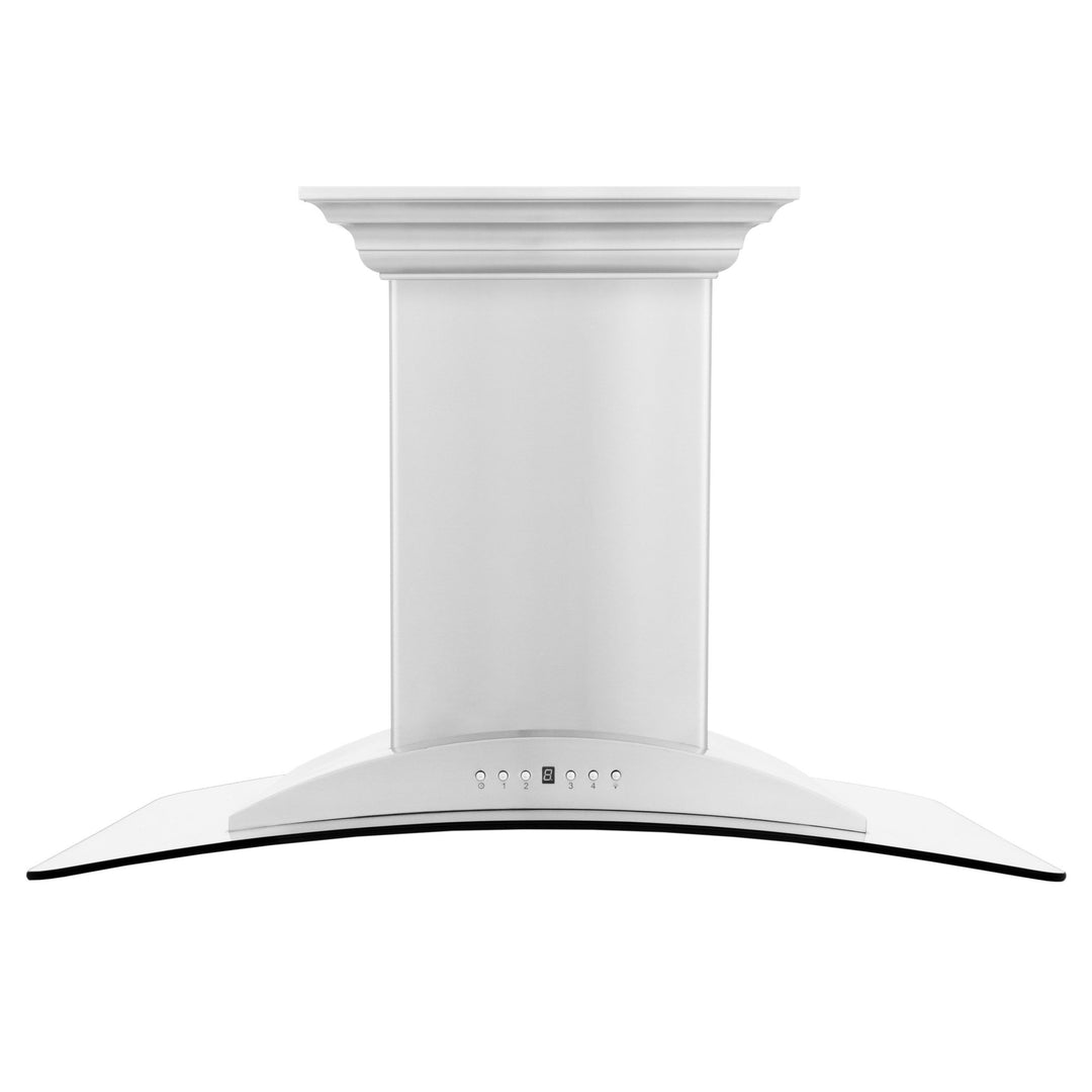 36" ZLINE CrownSoundâ„¢Ducted Vent Island Mount Range Hood in Stainless Steel with Built-in Bluetooth Speakers (GL9iCRN-BT-36)