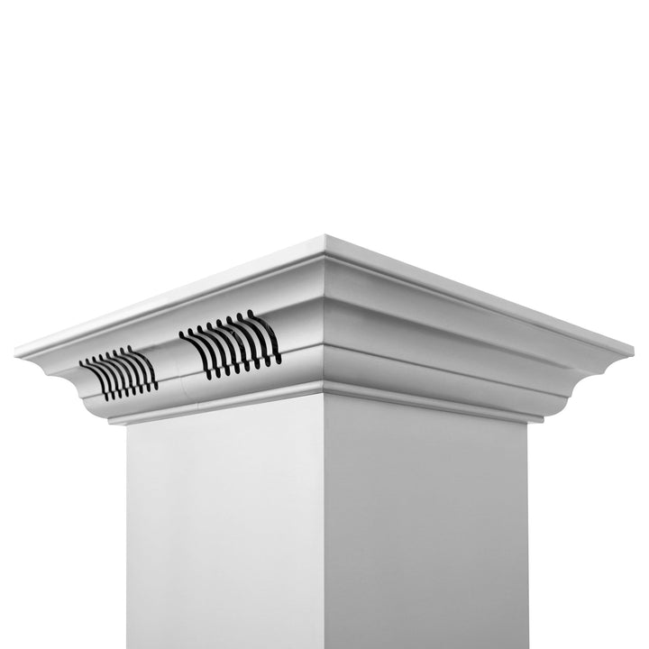 36" ZLINE CrownSoundâ„¢Ducted Vent Island Mount Range Hood in Stainless Steel with Built-in Bluetooth Speakers (KE2iCRN-BT-36)