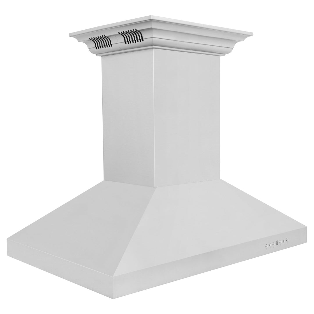 36" ZLINE CrownSoundâ„¢Ducted Vent Island Mount Range Hood in Stainless Steel with Built-in Bluetooth Speakers (KL3iCRN-BT-36)