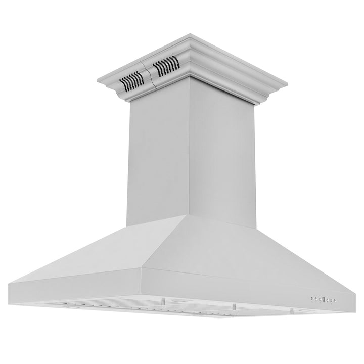 36" ZLINE CrownSoundâ„¢Ducted Vent Island Mount Range Hood in Stainless Steel with Built-in Bluetooth Speakers (KL3iCRN-BT-36)
