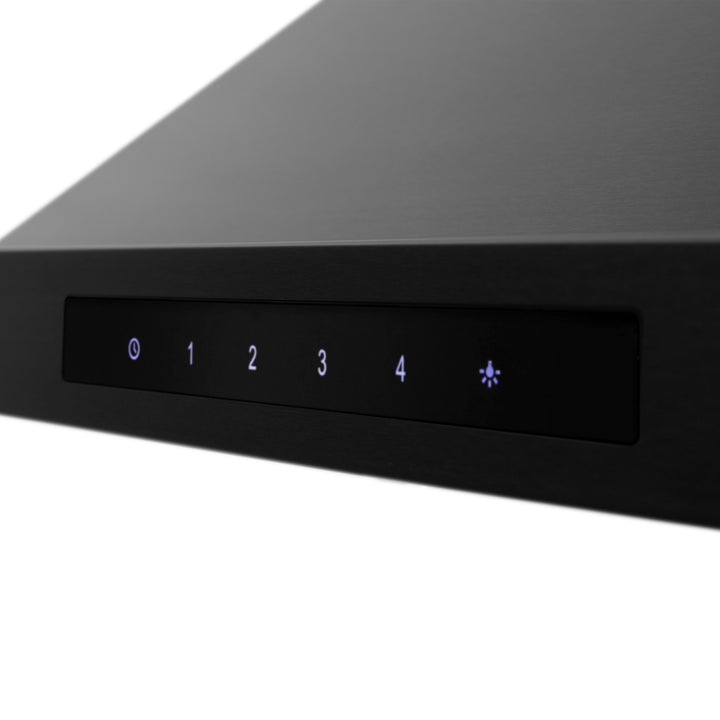 36" ZLINE CrownSoundâ„¢Ducted Vent Wall Mount Range Hood in Black Stainless Steel with Built-in Bluetooth Speakers (BSKBNCRN-BT-36)