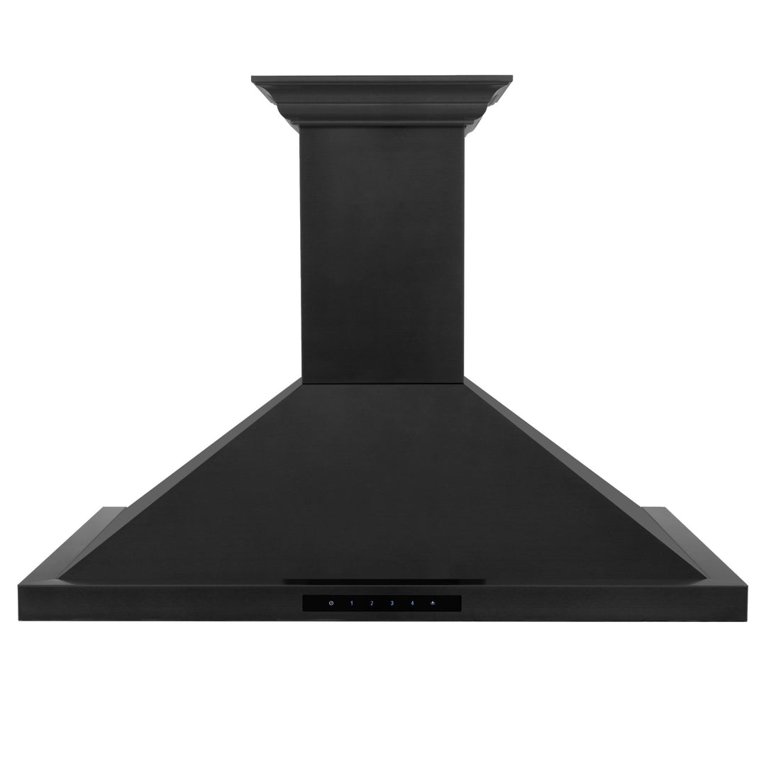 36" ZLINE CrownSoundâ„¢Ducted Vent Wall Mount Range Hood in Black Stainless Steel with Built-in Bluetooth Speakers (BSKBNCRN-BT-36)