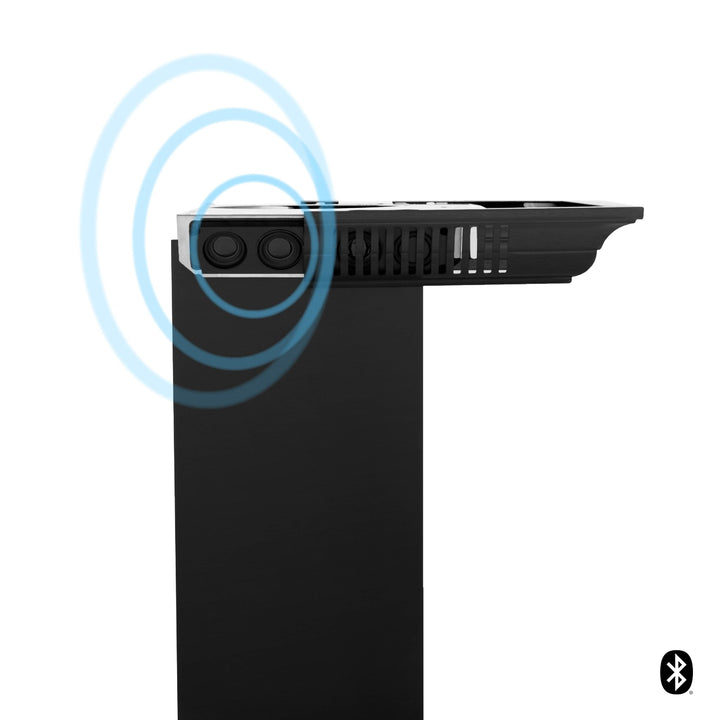 36" ZLINE CrownSoundâ„¢Ducted Vent Wall Mount Range Hood in Black Stainless Steel with Built-in Bluetooth Speakers (BSKBNCRN-BT-36)