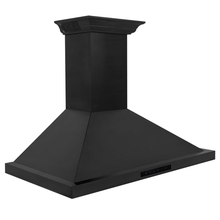 36" ZLINE CrownSoundâ„¢Ducted Vent Wall Mount Range Hood in Black Stainless Steel with Built-in Bluetooth Speakers (BSKBNCRN-BT-36)