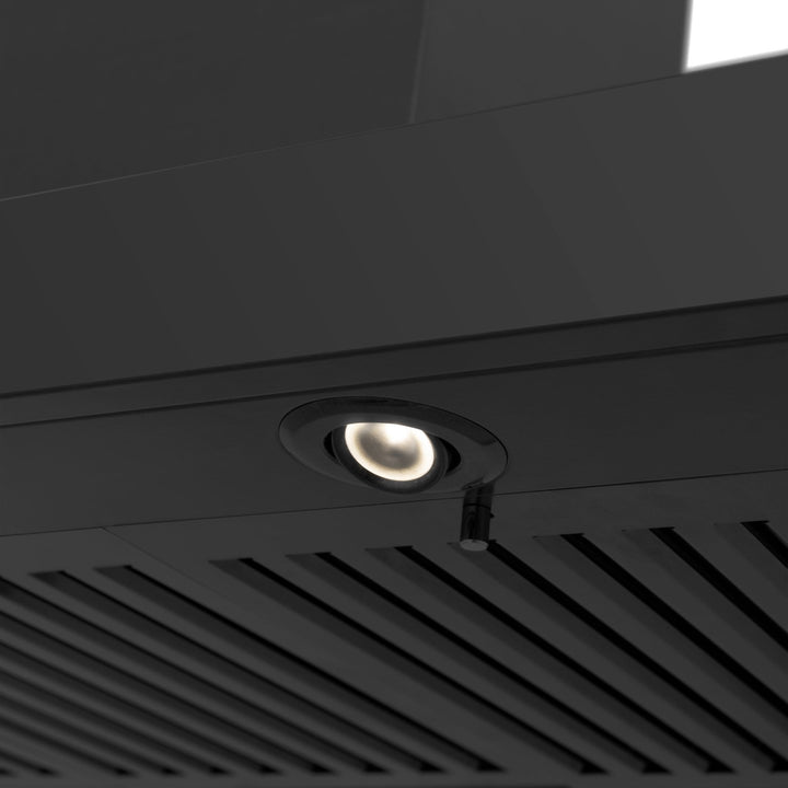 36" ZLINE CrownSoundâ„¢Ducted Vent Wall Mount Range Hood in Black Stainless Steel with Built-in Bluetooth Speakers (BSKENCRN-BT-36)