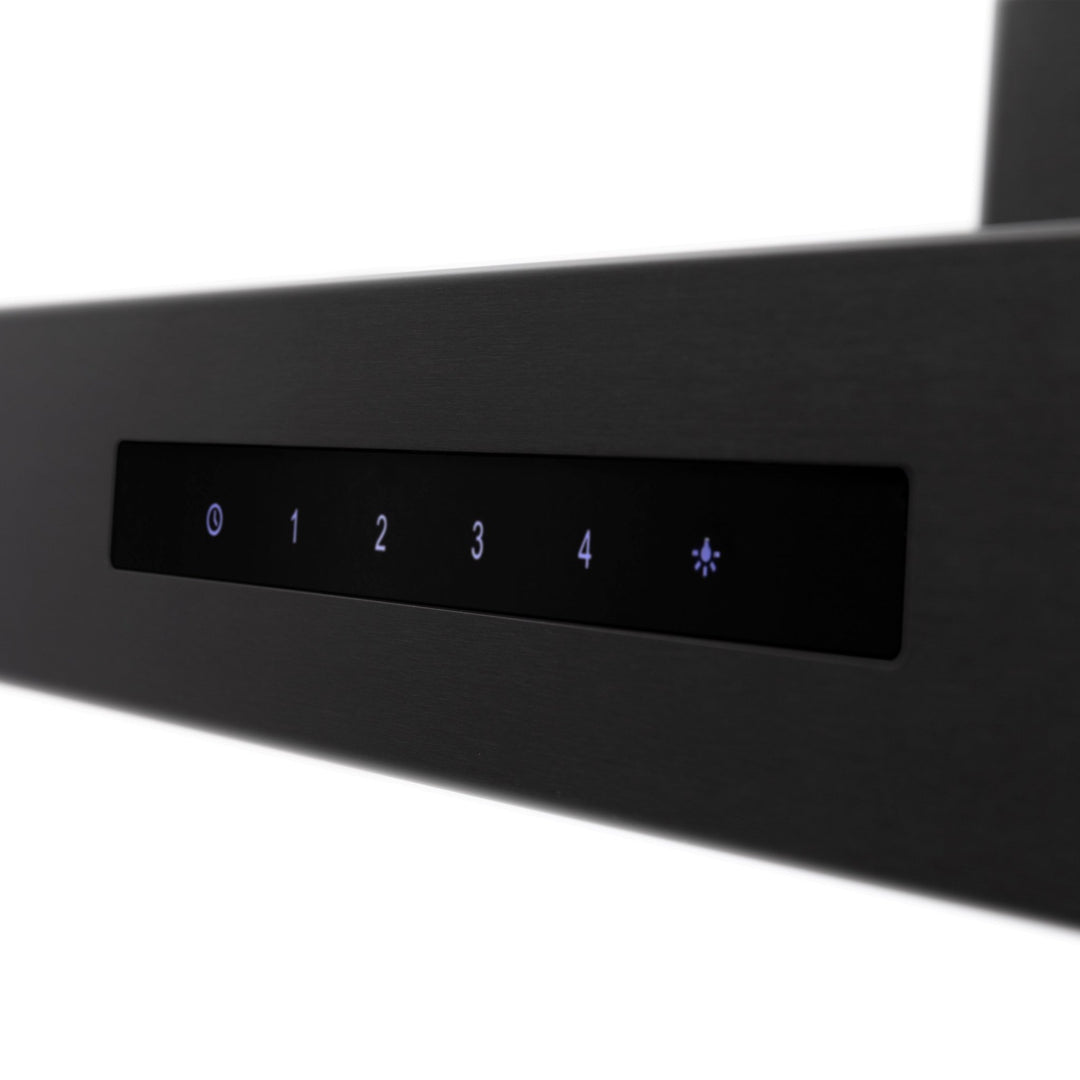 36" ZLINE CrownSoundâ„¢Ducted Vent Wall Mount Range Hood in Black Stainless Steel with Built-in Bluetooth Speakers (BSKENCRN-BT-36)
