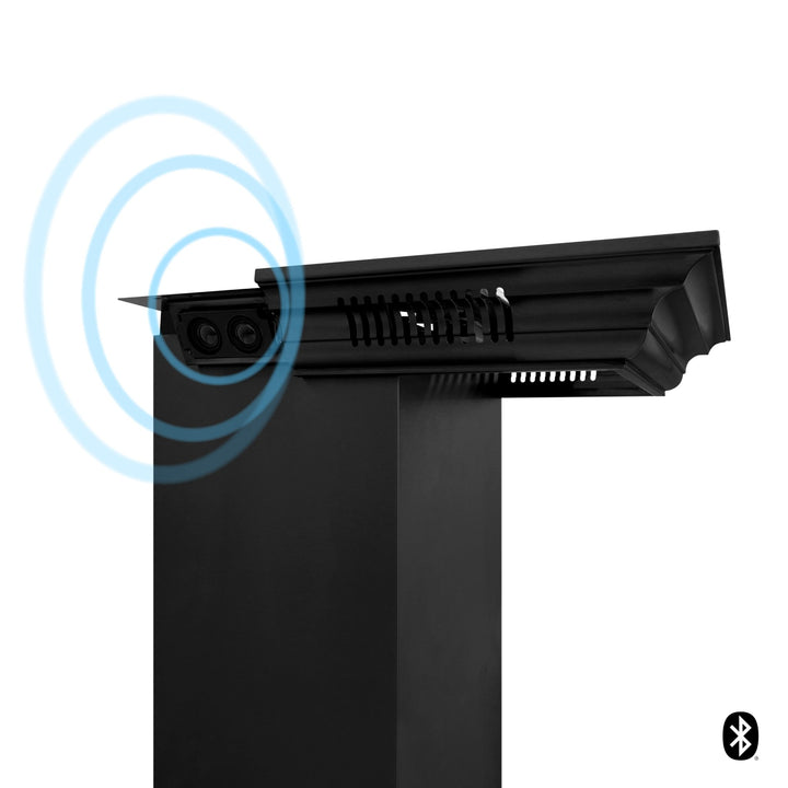 36" ZLINE CrownSoundâ„¢Ducted Vent Wall Mount Range Hood in Black Stainless Steel with Built-in Bluetooth Speakers (BSKENCRN-BT-36)
